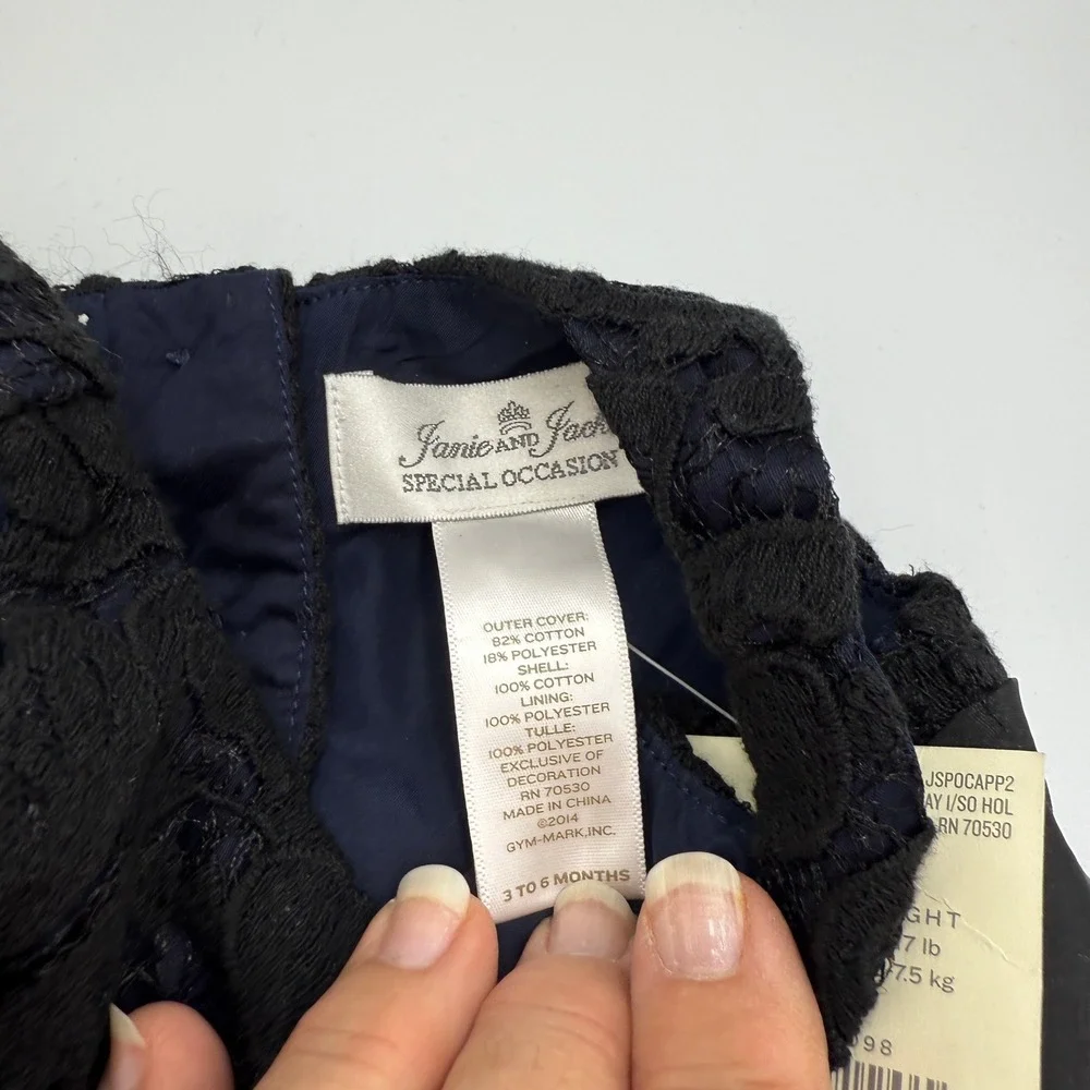Janie and Jack‎ Special Occasion Dress NWT Size 3-6 Mos Black/Navy